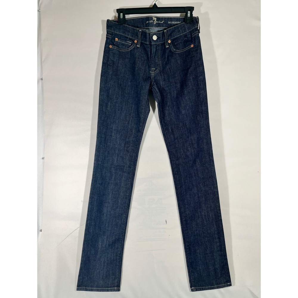 7 For All Mankind Roxanne Slim Straight Leg Jeans Women 27 Dark Indigo USA Chic
